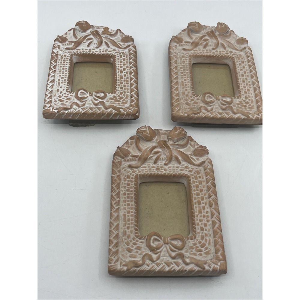 3 Midwest Mini Picture Frame Photo Terracotta 1.5" X 2" Shabby Vtg Flaw